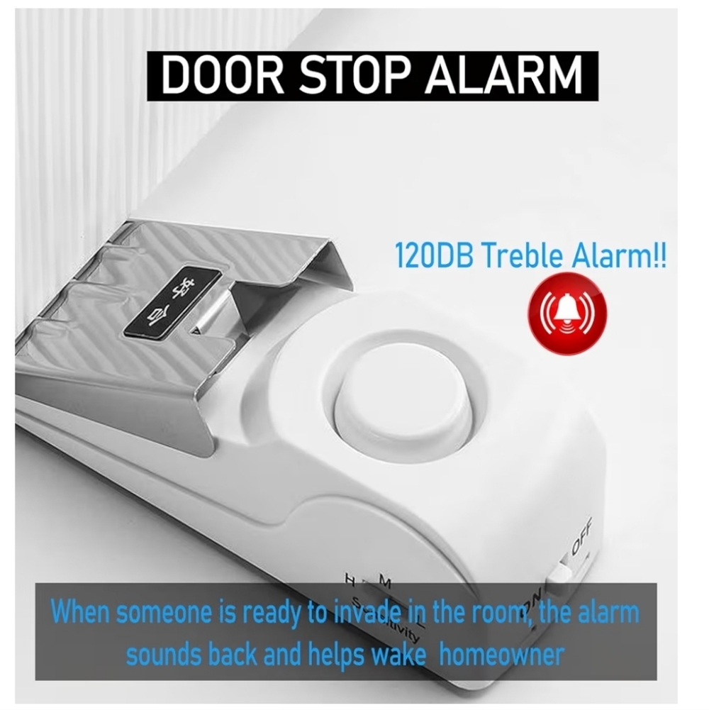 Door Stop Alarm - White Doorstop Security Alarm NEW GREAT SECURITY SYSTEM